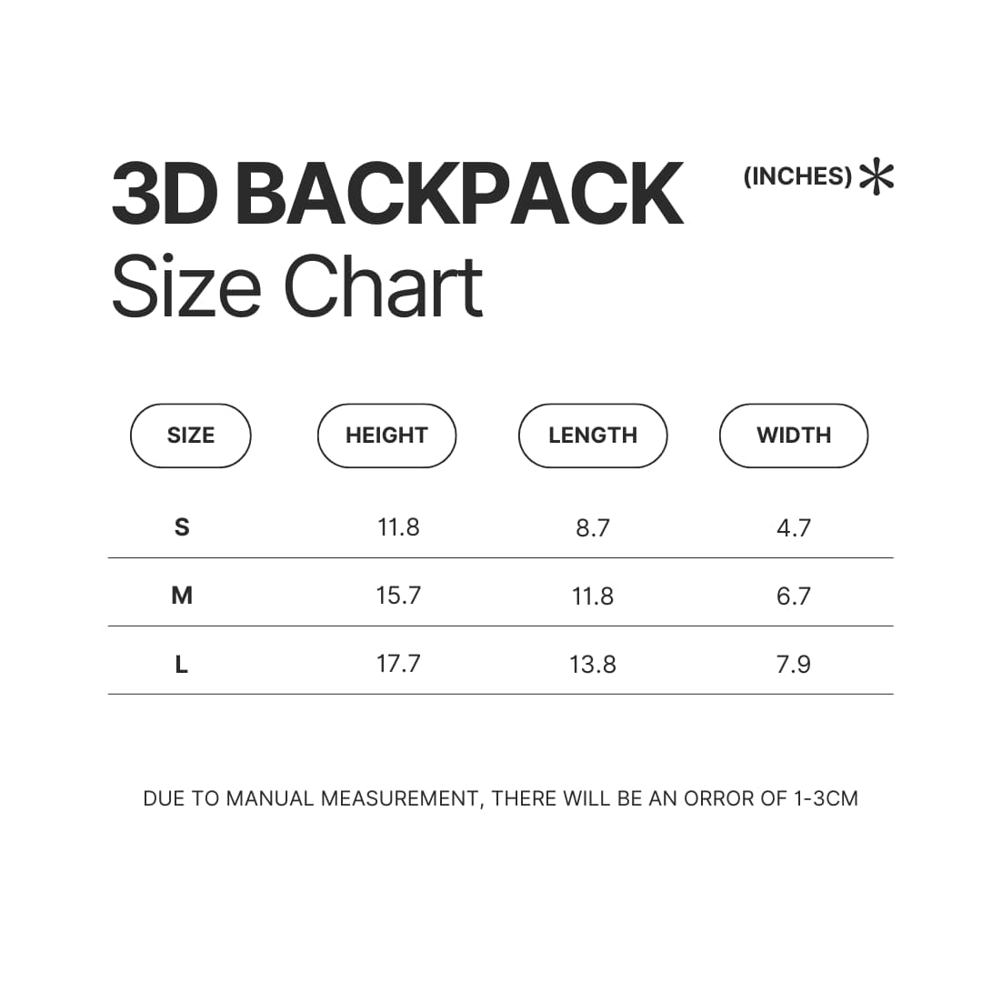 3D Backpack Size Chart - Devilman Crybaby Merch