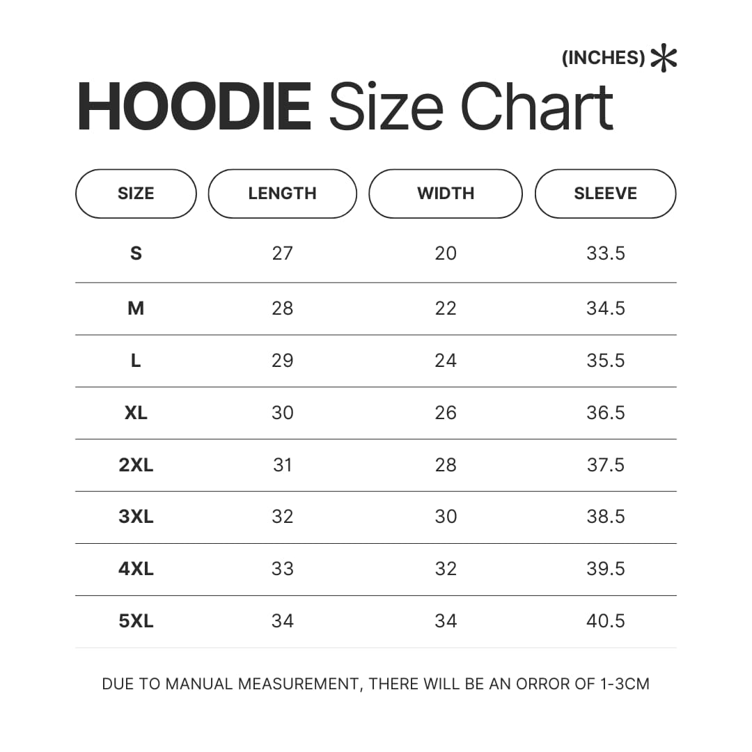 Hoodie Size Chart - Devilman Crybaby Merch
