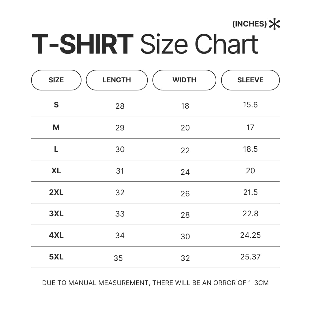 T shirt Size Chart - Devilman Crybaby Merch