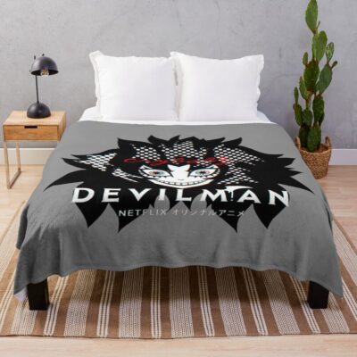 Akira Fudo Devilman Crybaby Retro Graphic Throw Blanket