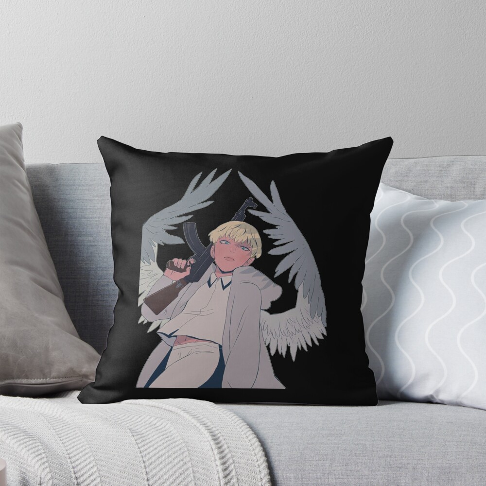 Akira Fudo Devilman Crybaby Retro Sunset Throw Pillow